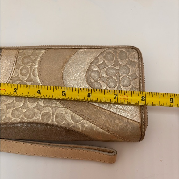 Coach Gold and Brown Wristlet Clutch - Picture 11 of 13